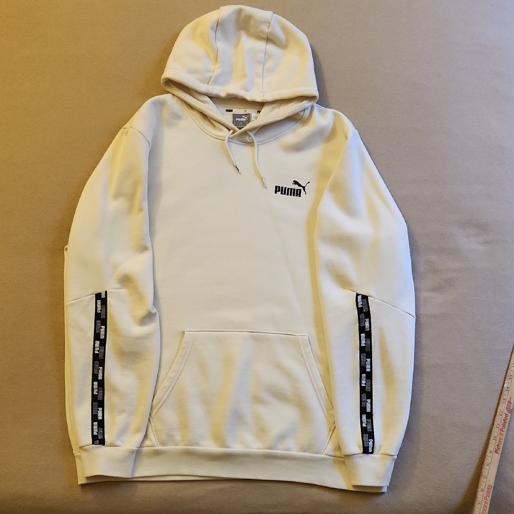 Puma Off-white Hoodie with Logo Detail On Sleeves